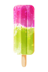 Watercolor single ice cream. Vector illustration for cafe, menu, summer design.