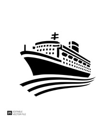 Obraz premium ship logo black and white vector clip art silhouette graphic design