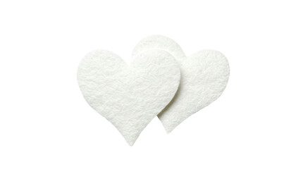 Two white hearts isolated png file