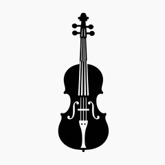Fototapeta premium silhouette violin very simple and single violin silhouette white background
