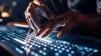 Person Using Braille Display Device for Digital Accessibility