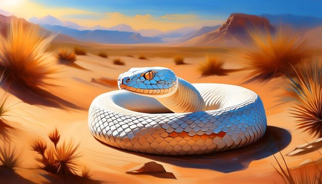 illustration of Sidewinder Rattlesnake in a desert