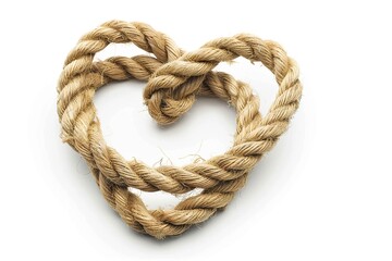 Obraz premium Rope shaped into a heart, isolated on a white background. Ai generative