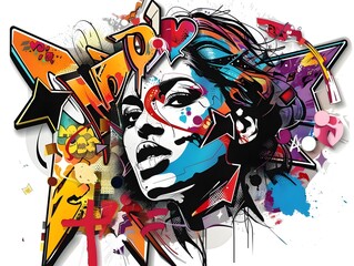 Stylish Graffiti Art Sticker Design for Streetwear Fashion and Pop Culture