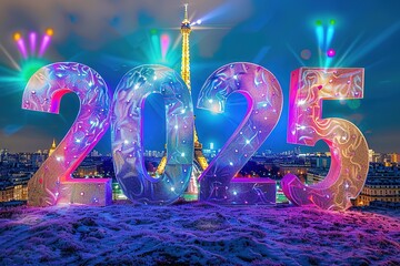 drawing of the Paris 2024 Olympics combination with the eiffel tower france