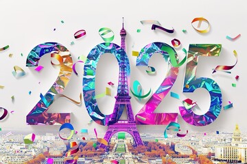 drawing of the Paris 2024 Olympics combination with the eiffel tower france