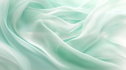 Obraz premium A mint abstract background with a light, airy chiffon texture. The flowing fabric adds a delicate and ethereal feel.