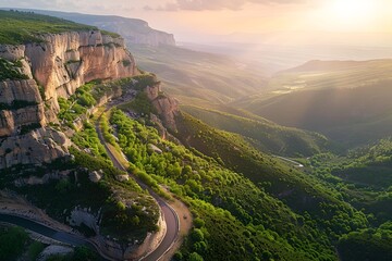 Obraz premium view from the top of the mountain, Generative AI