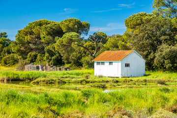 White oyster hut of Fort Royer on Oleron island, France