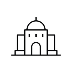 mosque building icon, building of worship, islam religious building illustration outline style