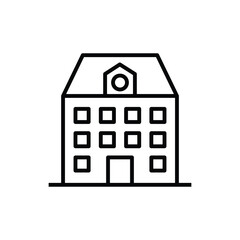 school building icon, campus building or university illustration outline style