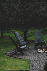 seating area with chairs in the park 