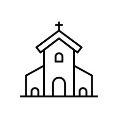church building icon, building of worship, religious building illustration outline style