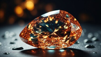 Bright Zircon Gemstone Double Exposure Silhouette Revealing Dazzling Facets.