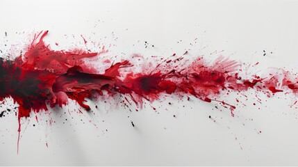A close-up view of blood drops splattered on a white surface, creating an abstract and artistic composition.