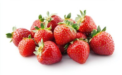 Strawberries isolated on white background with high resolutio.