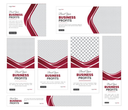 Creative Business 7 web banner ad bundle design vector template