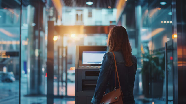 people in the bank building. people at the ATM. International Credit Union Day