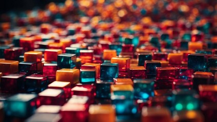 Obraz premium Abstract composition of colorful cubes in the shape of squares background.