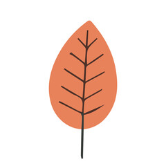 Autumn leaf isolated on white background. Simple cartoon flat style, vector illustration.