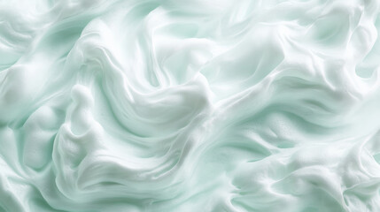 Fototapeta premium A mint abstract background showcasing a light, frothy texture, reminiscent of whipped cream. The airy design adds a playful and whimsical touch.