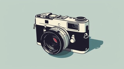Retro camera. Cute vintage camera illustration.