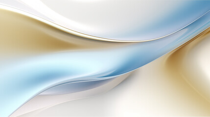 Abstract white wavy background with streaks of gold blue color.