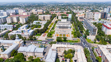 Aerial View of Philharmonic, Bishkek City Hall, and International University