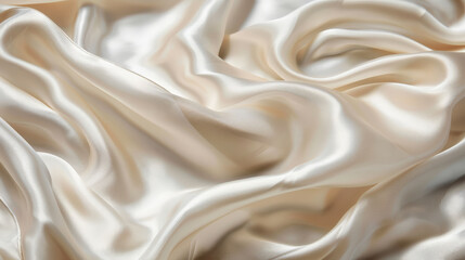 Fototapeta premium A pearl color background with a light, airy texture, resembling delicate silk. The flowing fabric adds a sense of grace and elegance.