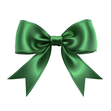 recommend clip art: Green satin bow with central knot and flowing ribbons isolated on transparent background on a transparent background
