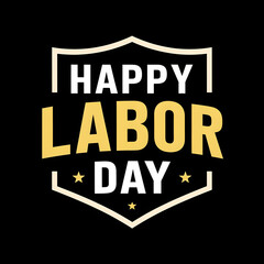 A hexagon banner background with text HAPPY LABOR DAY on a black background