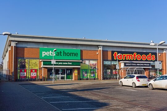 Pets at Home and Farmfoods in the shopping park on Queen Street, March 08, 2022 in Boston Lincolnshire