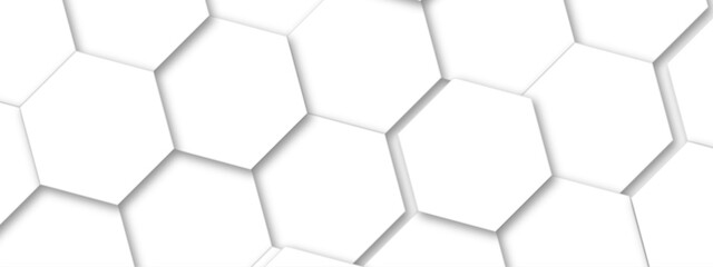 Abstract white hexagon pattern background. Abstract hexagon technology design background. Futuristic honeycomb mosaic white background. Vector Illustration. 