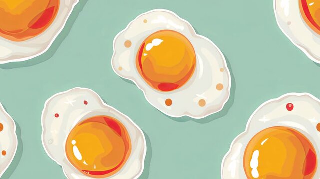 Fried eggs seamless loop pattern animation, endless video