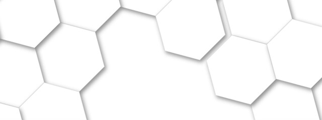 Obraz premium Abstract white hexagon pattern background. Abstract hexagon technology design background. Futuristic honeycomb mosaic white background. Vector Illustration. 