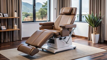 Demonstration of medical equipment, in the hospital premises, ultrasound, MRI, CT, X-ray machine, massage chair