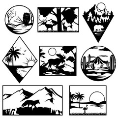 Nature Bundle | Sunset Scene | Animal Life | Nature | Mountain Animal | Wildlife | Nature Scene icon | Forest Animal | Original Illustration | Vector and Clipart | Cutfile and Stencil