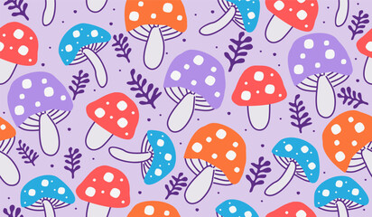 Cute mushroom pattern background vector design