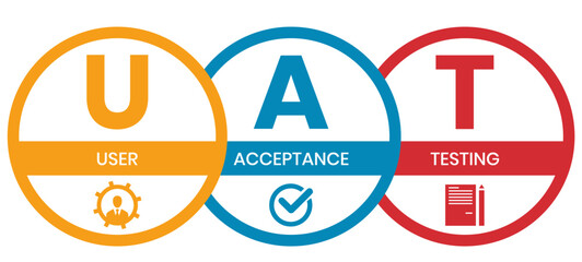 UAT or User Acceptance Testing for testing program in software development life cycle of concept design with illustration design on isolated white background © Natalya