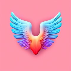 Obraz premium colorful cartoon wings on purple background