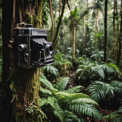 old camera in a forest
