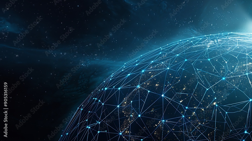 Poster Global communication network concept Digital transformation : Generative AI