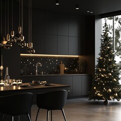 Scandinavian kitchen at christmas