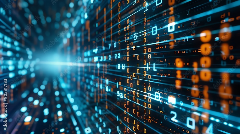 Poster Digital transformation technology strategy  System engineering Binary code Programming adoption of technology in business in the digital age Digital transformation concept : Generative AI