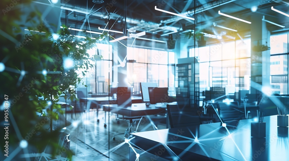 Poster Digital transformation concept Business communication network Smart office : Generative AI