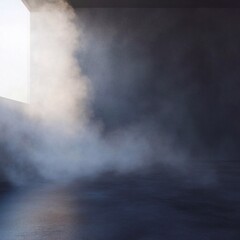 Fototapeta premium dark room with light and smoke, background
