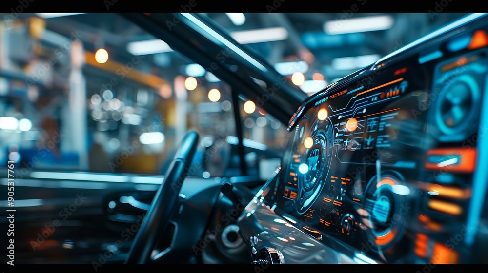 Poster ev electric vehicle technology industry concept futuristic virtual graphic touch user interface on s