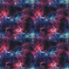 Naklejka premium Space universe seamless pattern digital illustration. Space galaxy with stars and nebulae concept background. Cosmic creative poster. Cosmos digital illustration. AI artwork. 