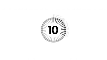 15 second countdown timer animation on white background. 4K Video