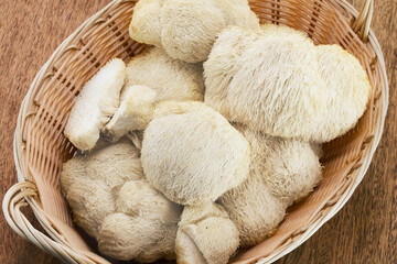 Lion's Mane Mushrooms in Basket